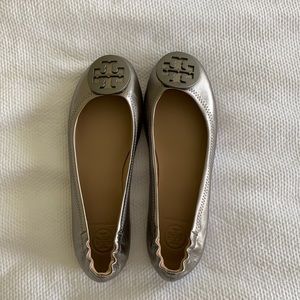 Silver Tory Burch Flats